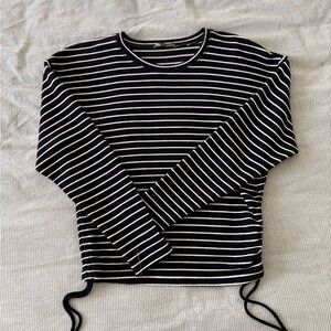 Zara Black and White Striped Long-Sleeve Tee